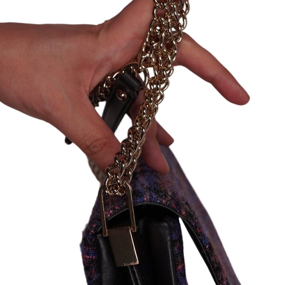 Kate Spade Emerson Place Lenia Tweed Purple Gold Hardware Shoulder Bag Crossbody - Picture 7 of 16